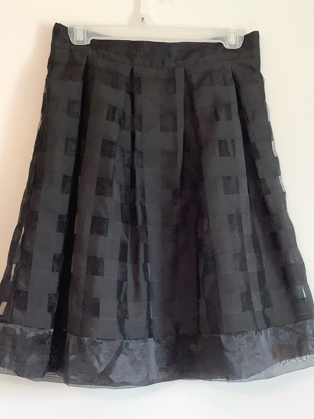 Suzy Shier Black A-Line Skirt with Checker Texture